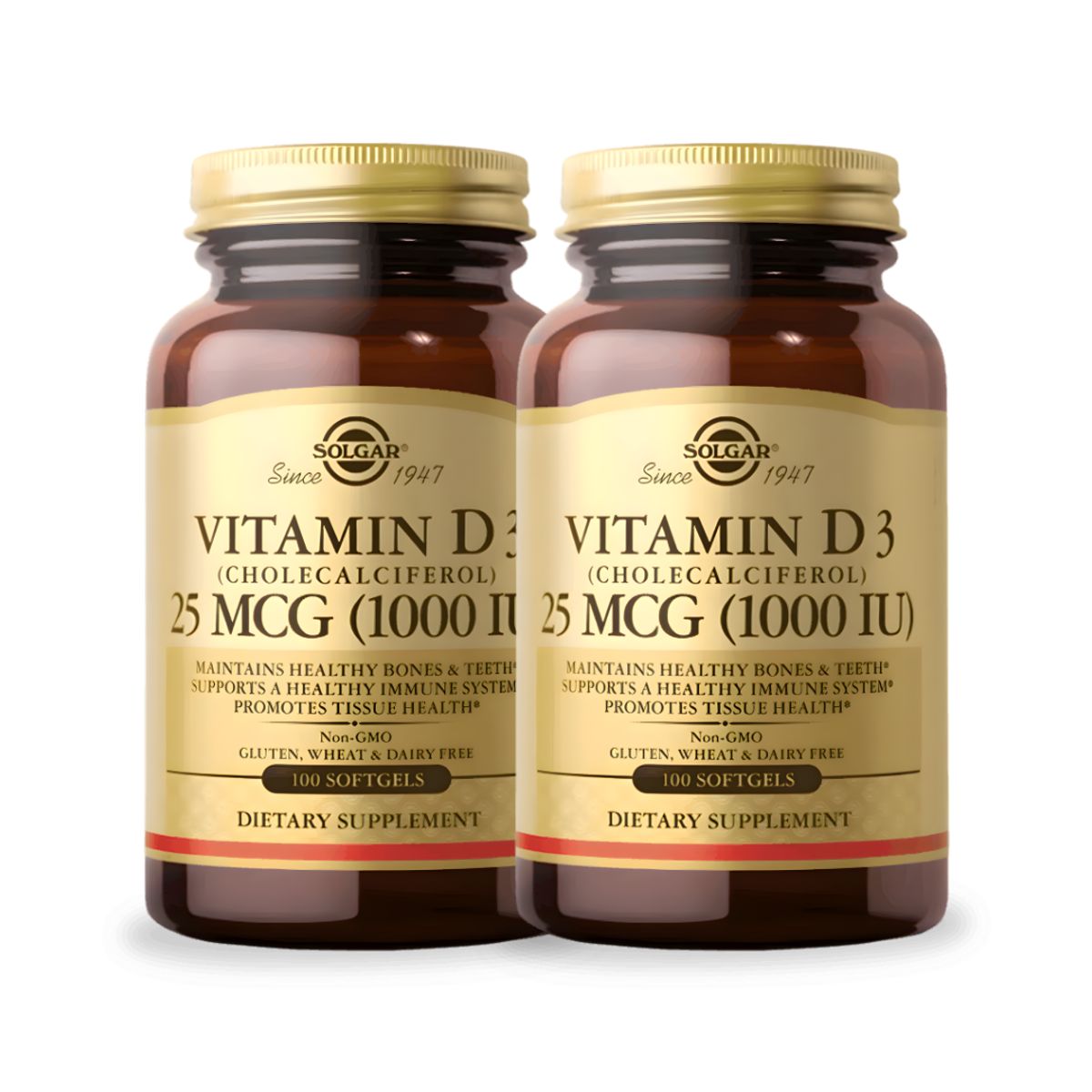 SOLGAR - PACK X 02 - Vitamina D3 Solgar - 25 MCG (1000IU) 100 cápsulas