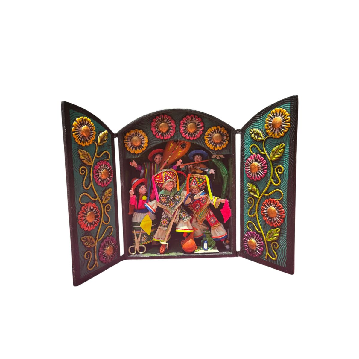 ACHALLAY ARTESANIA DE BARRO - Retablo Ayacuchano Danza de Tijeras