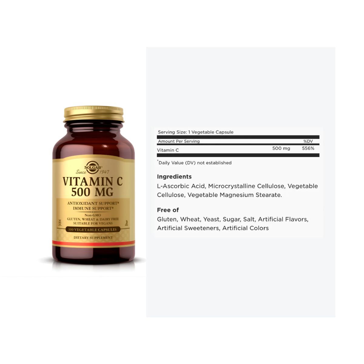 SOLGAR - Vitamin C 500 mg - 100 cap. Antioxidante Solgar