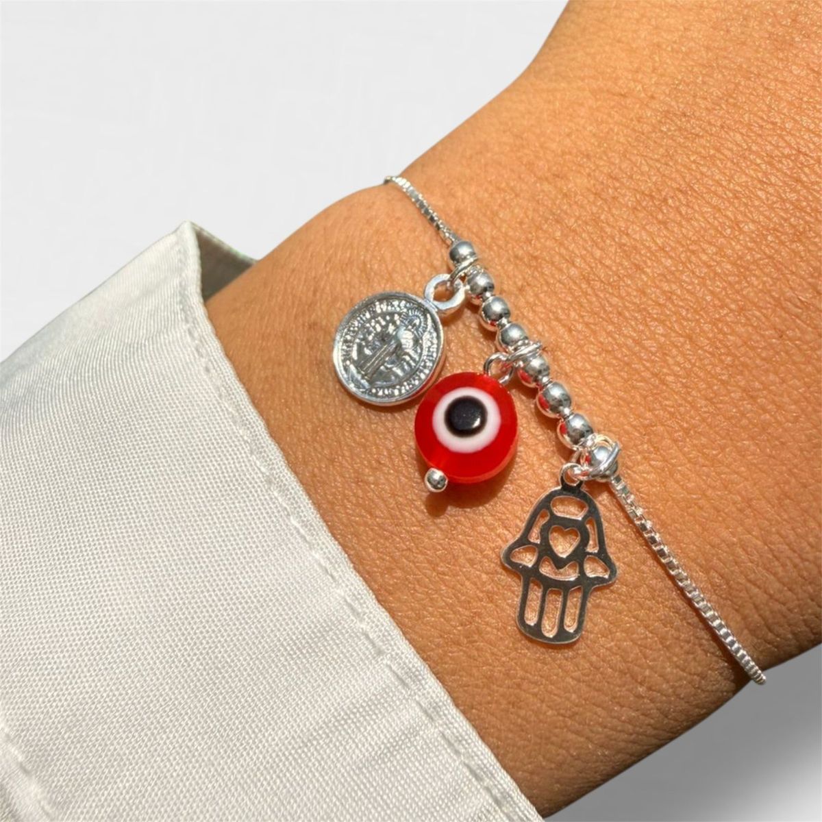 JOYERIA D'PILMER - PULSERA DE PLATA TRIO SAGRADO