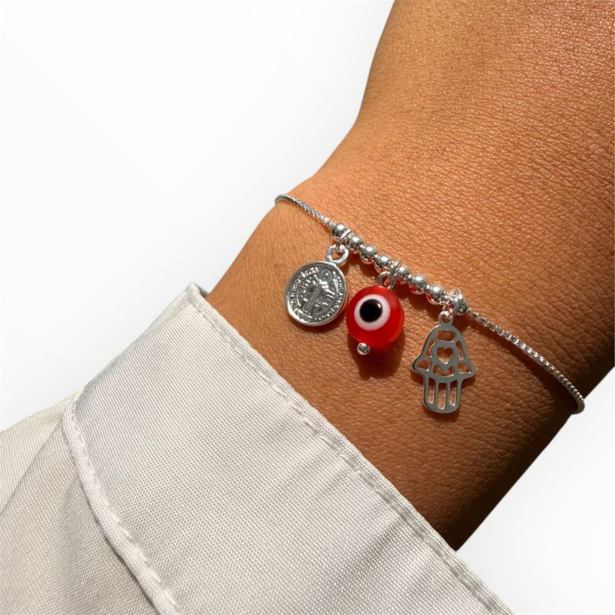 JOYERIA D'PILMER - PULSERA DE PLATA TRIO SAGRADO