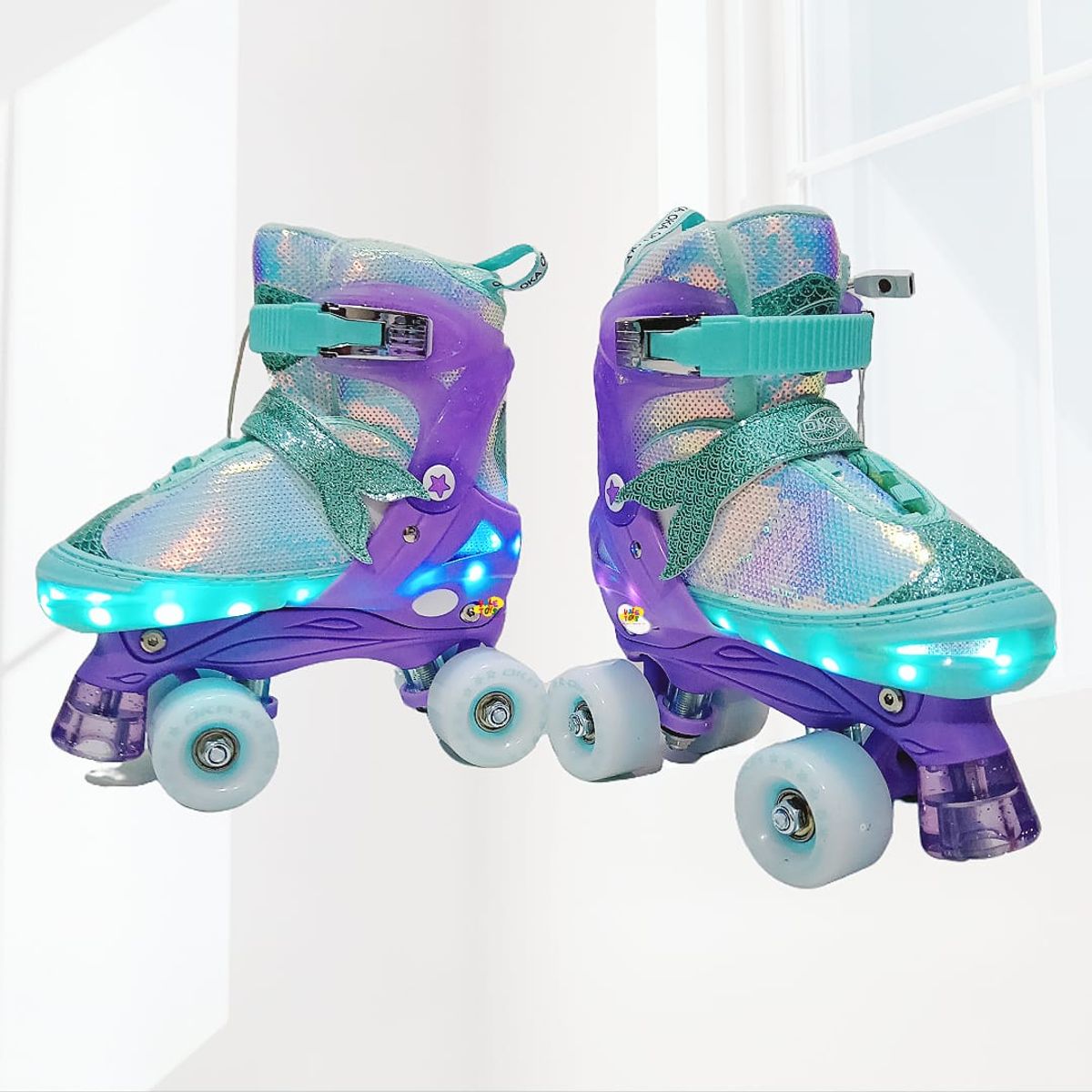 OKA - Patines Niñas Oka 4 Ruedas Luces Talla S Regulables 30 AL 33