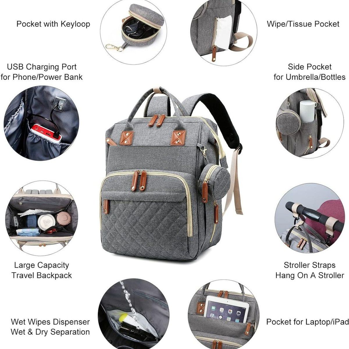 GENERICO - mochila pañelera cuna  premium multiuso