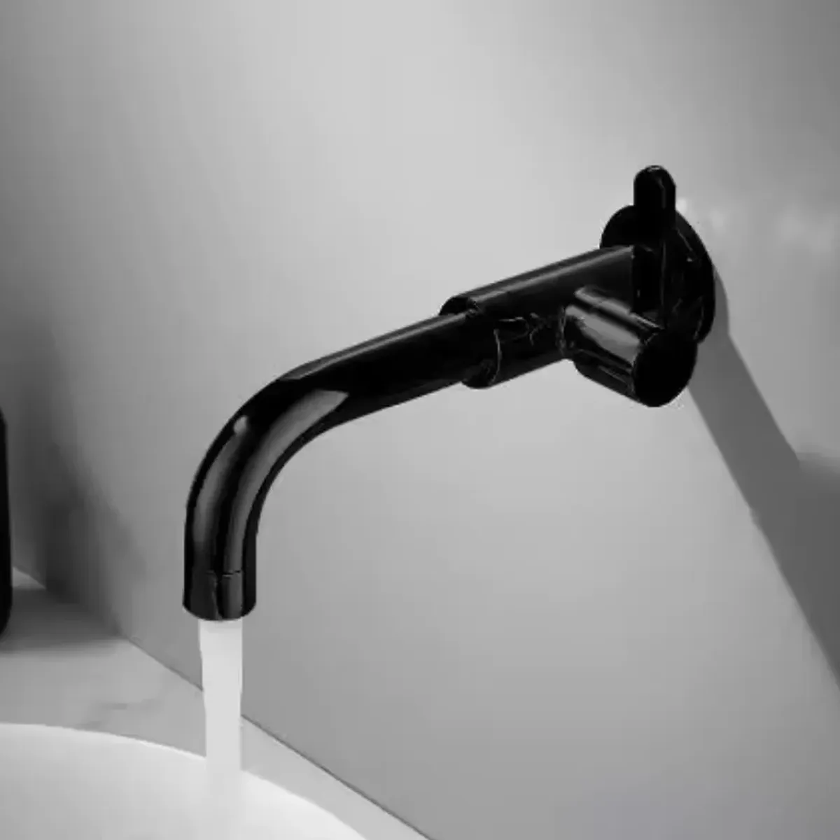 GENERICO - Grifocaño De Pared De Tubo Alargado Giratorio 360° Black Mate Negro