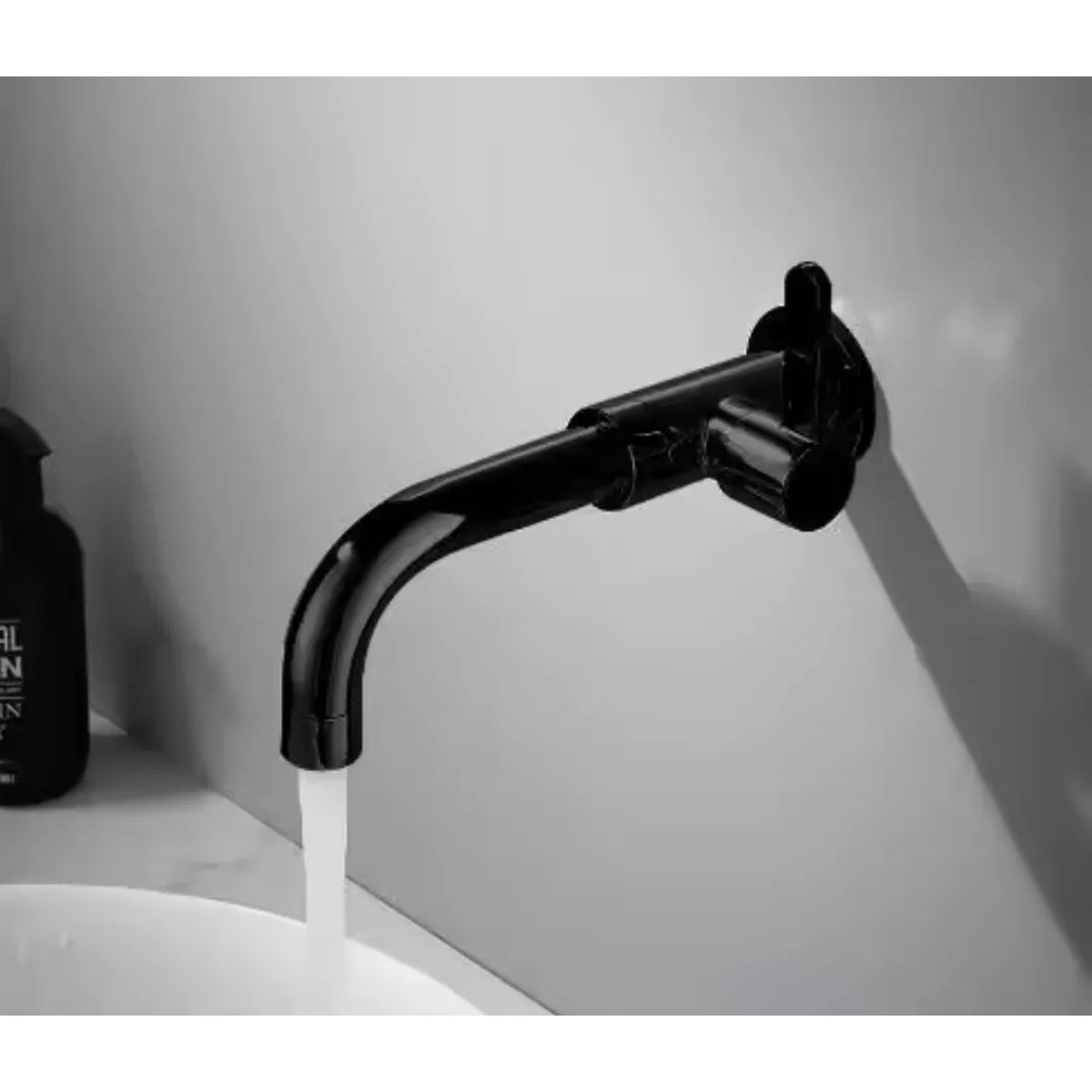 GENERICO - Grifocaño De Pared De Tubo Alargado Giratorio 360° Black Mate Negro