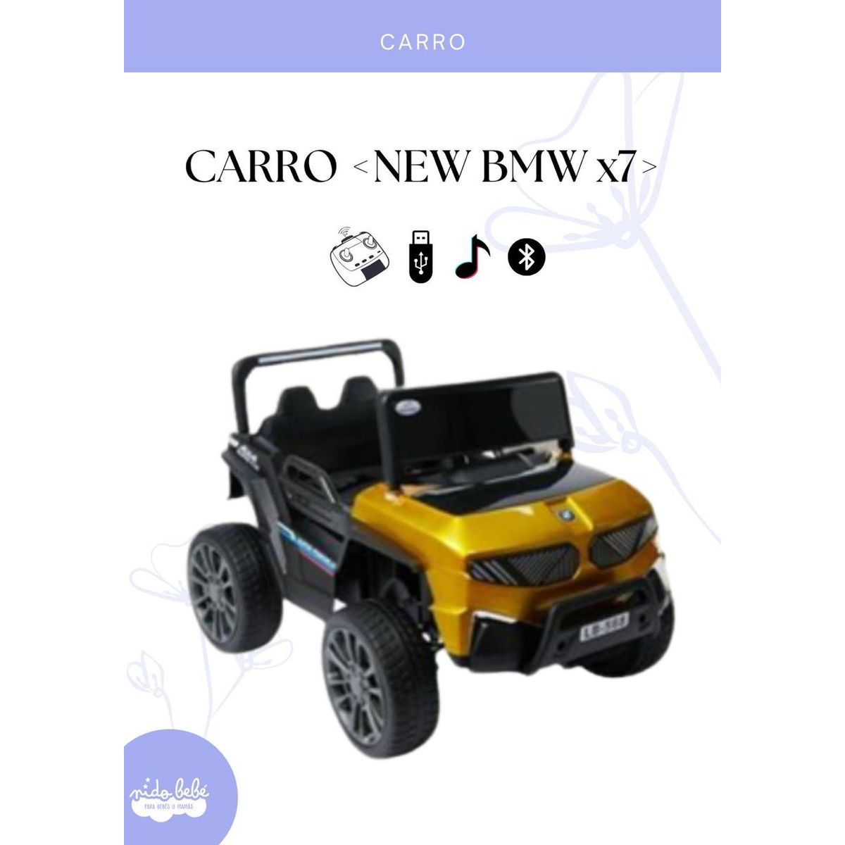 GENERICO - CAMIONETA PARA NIÑO MODELO BMW X7 - COLOR AMARILLO