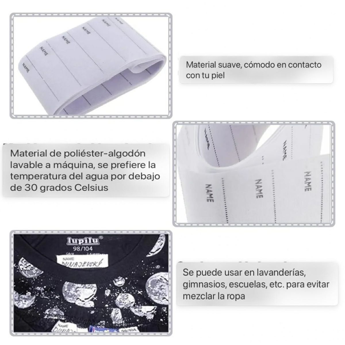 GENERICO - Etiquetas Para Nombre Marcar Ropa Con Plancha Termoadhesiva