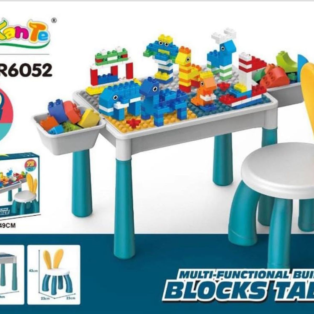 GENERICO - Mesa de Bloques con Silla de Conejito - 72 Piezas