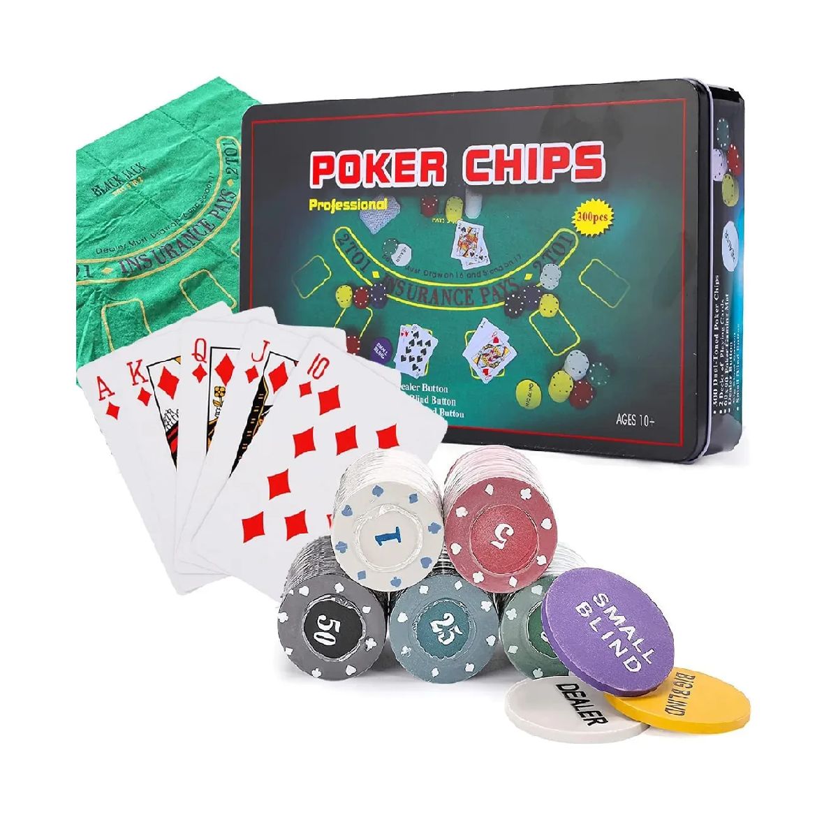 GENERICO - Set De Poker 300 Fichas + Cartas + Paño + Caja De Metal Agregar a favoritos S/ 120