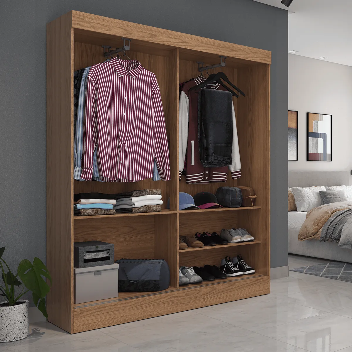 PAZART MUEBLES - ROPERO 2 PUERTAS CORREDIZAS PORTO ROUBLE