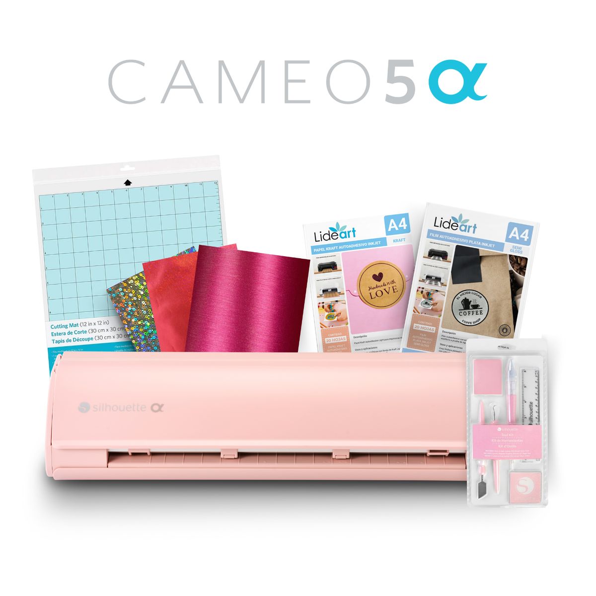 SILHOUETTE - Kit Básico Silhouette Cameo 5 Alpha Rosa y Accesorios