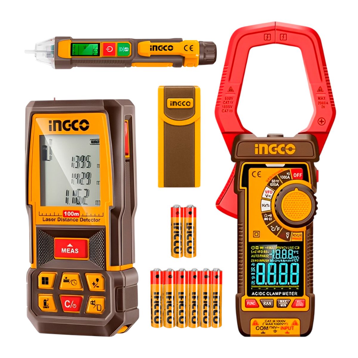INGCO - Set Medidor De Distancia + Amperímetro + Detector De Voltaje