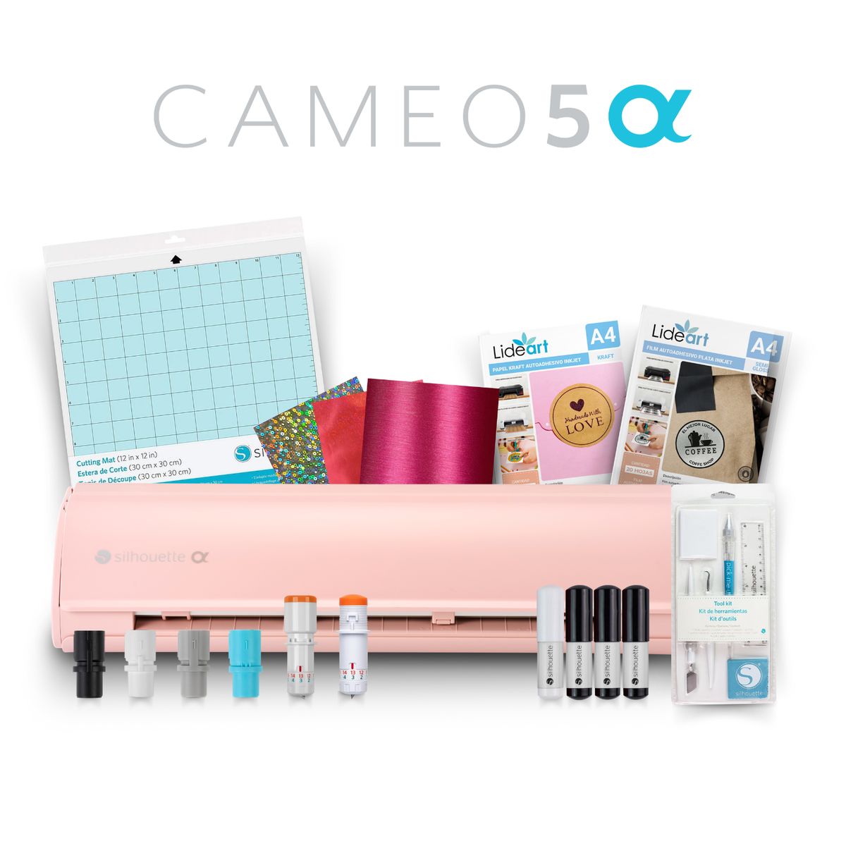 SILHOUETTE - Combo Full Silhouette Cameo 5 Alpha Rosada y Accesorios