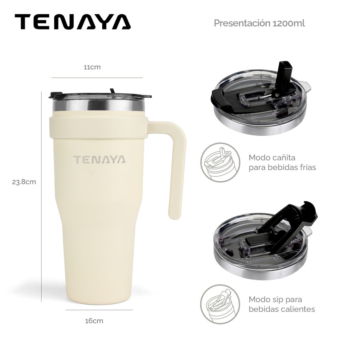 TENAYA - Vaso tomatodo 1200ml acero TENAYA GLACIER - Beige