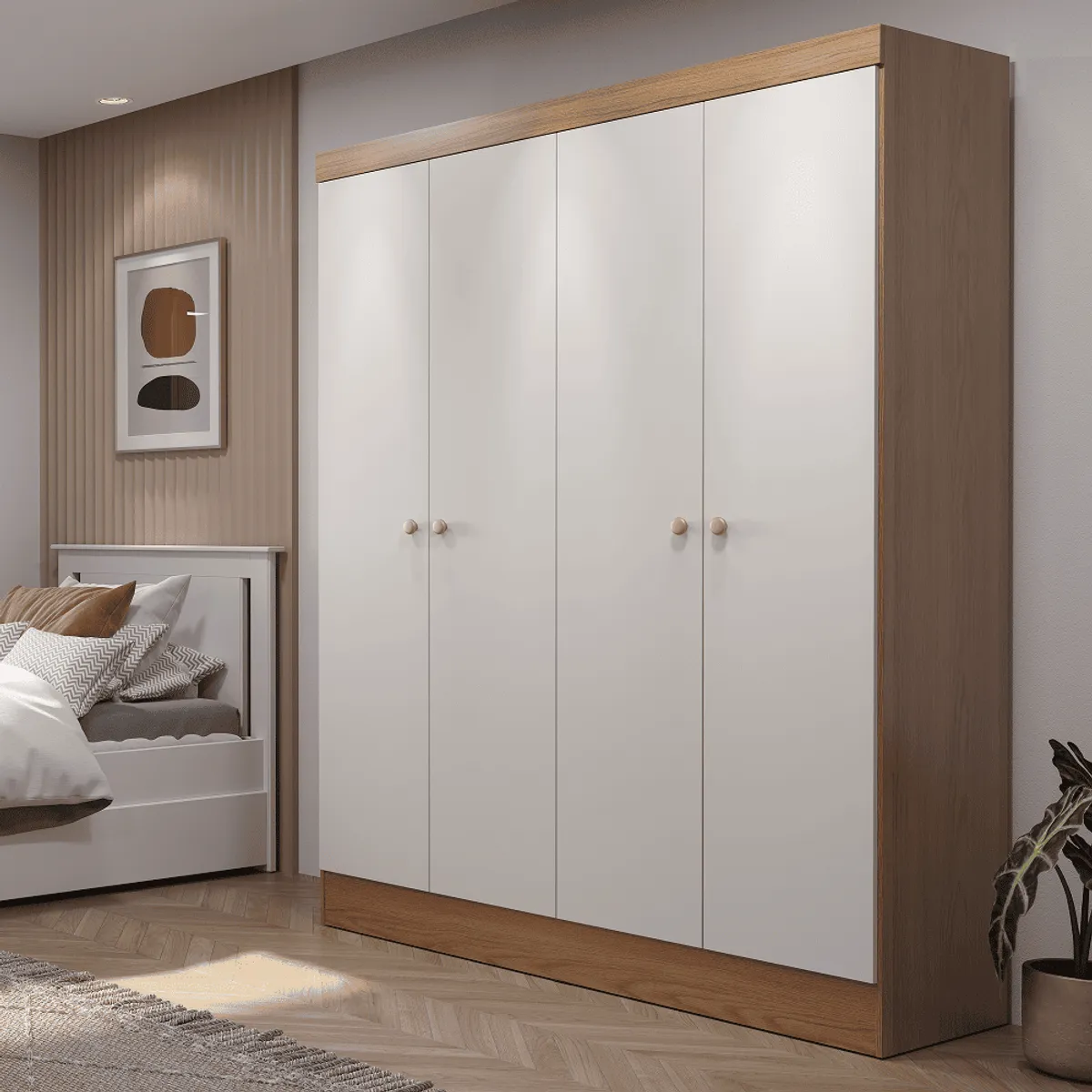 PAZART MUEBLES - ROPERO 4 PUERTAS BATIENTES BILBAO CREMA SUAVE