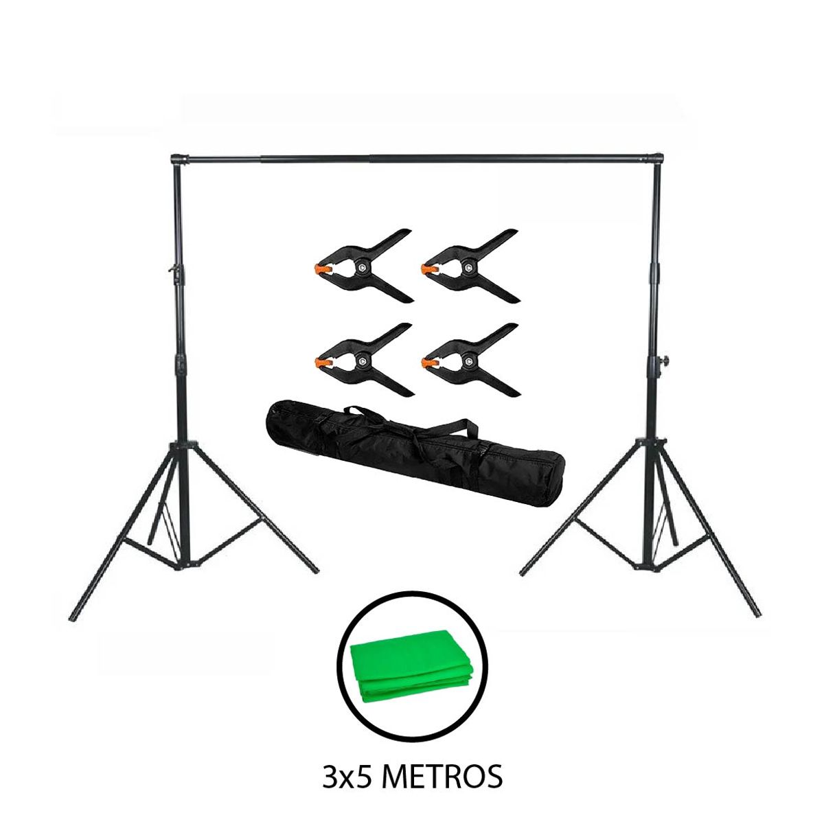GENERICO - KIT STUDIO FONDO FOTOGRAFICO VERDE 3x5 METROS Y PARANTE
