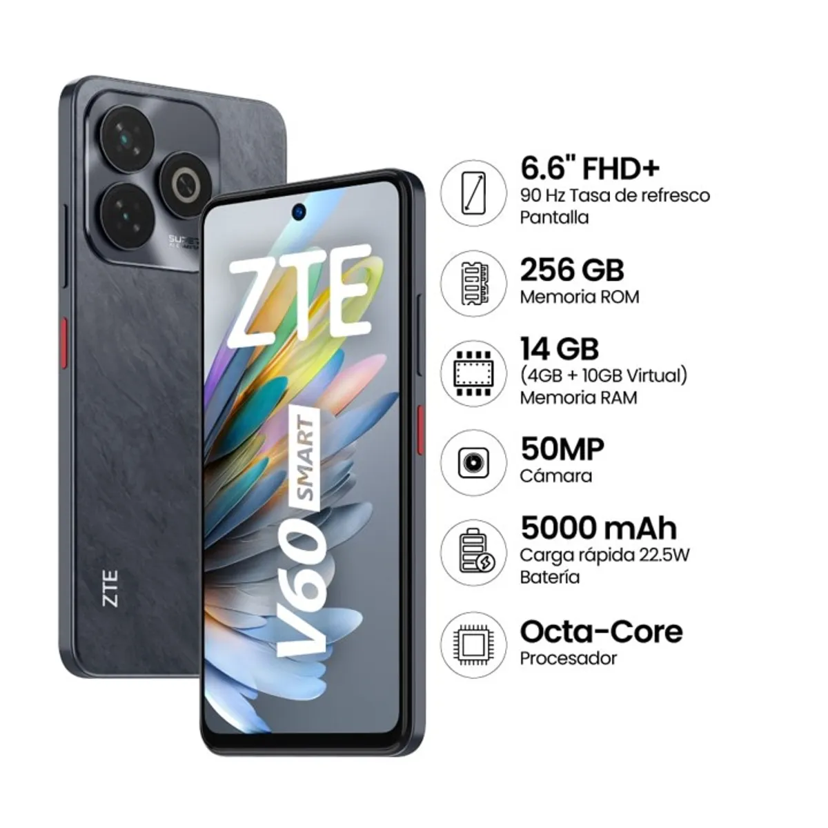 ZTE - Celular ZTE Blade V60 Smart 256GB RAM 4GB + 10GB Virtual Negro