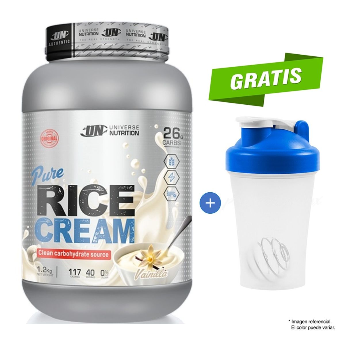 UNIVERSE NUTRITION - Pure Rice Cream 1.2 kg Crema de arroz Universe Nutrition Sabor Vainilla