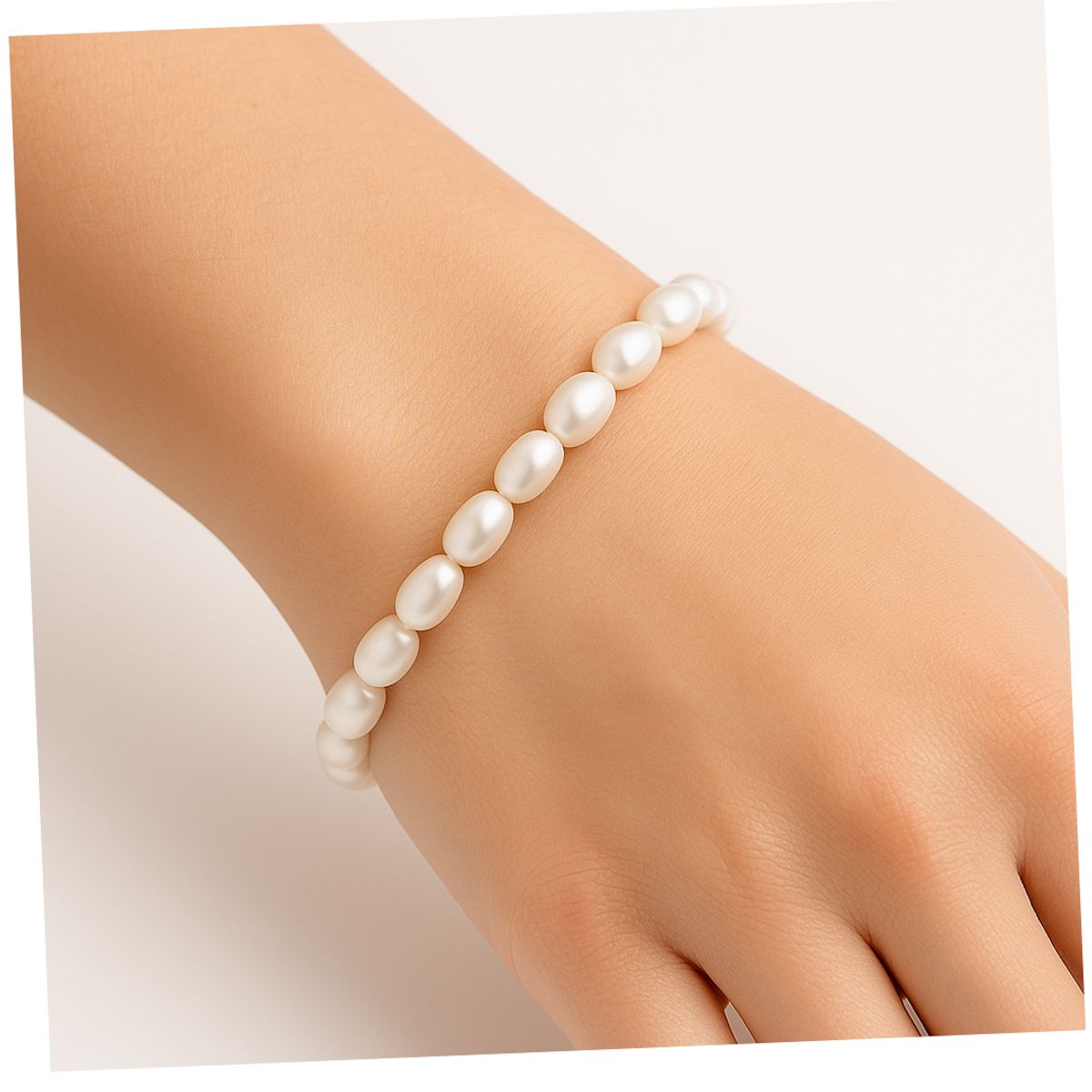 GENERICO - Pulsera Perlas del Río Redondas Plata Mujer