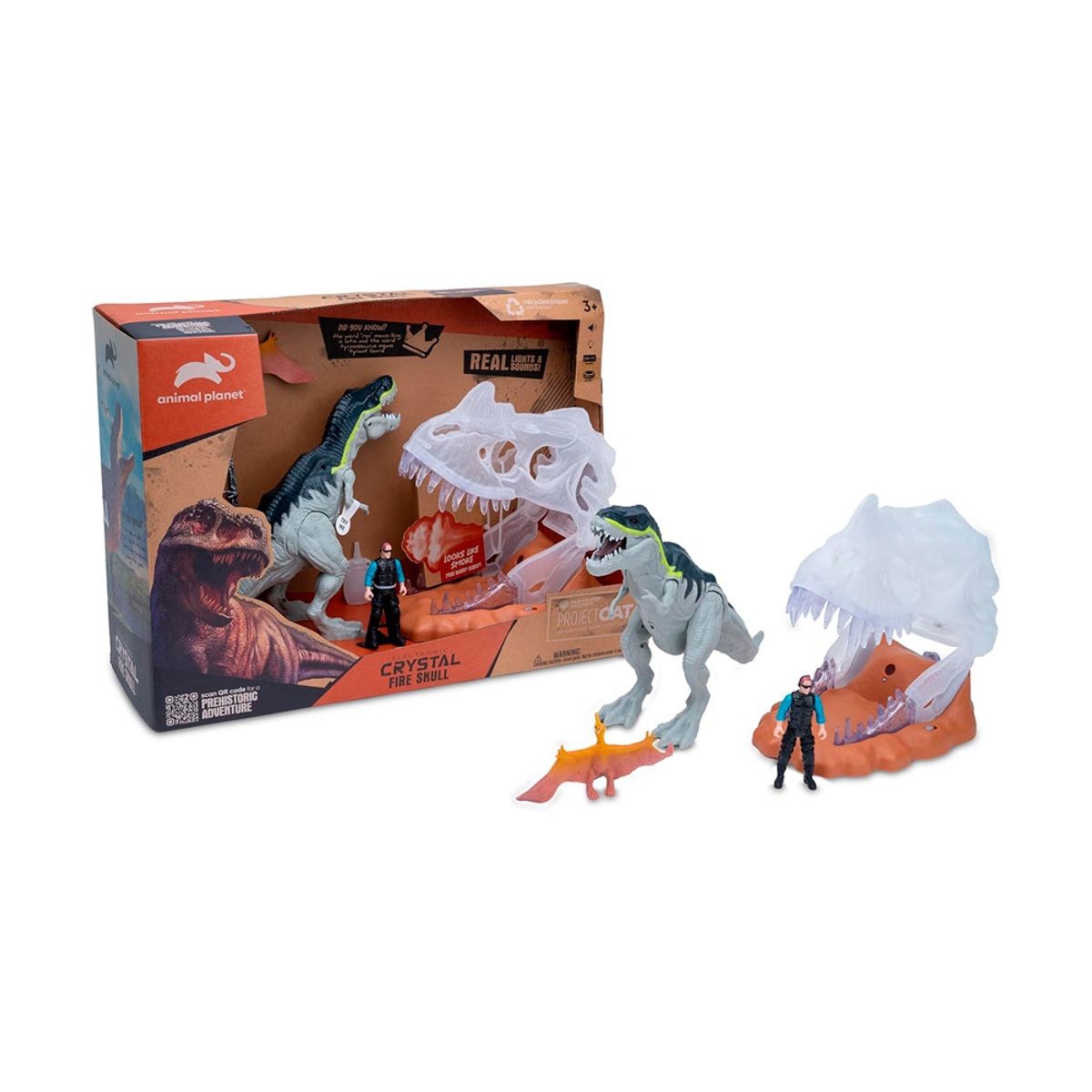 ANIMAL PLANET - Animal Planet Crystal Fire Skull Dino con Luz y Sonido