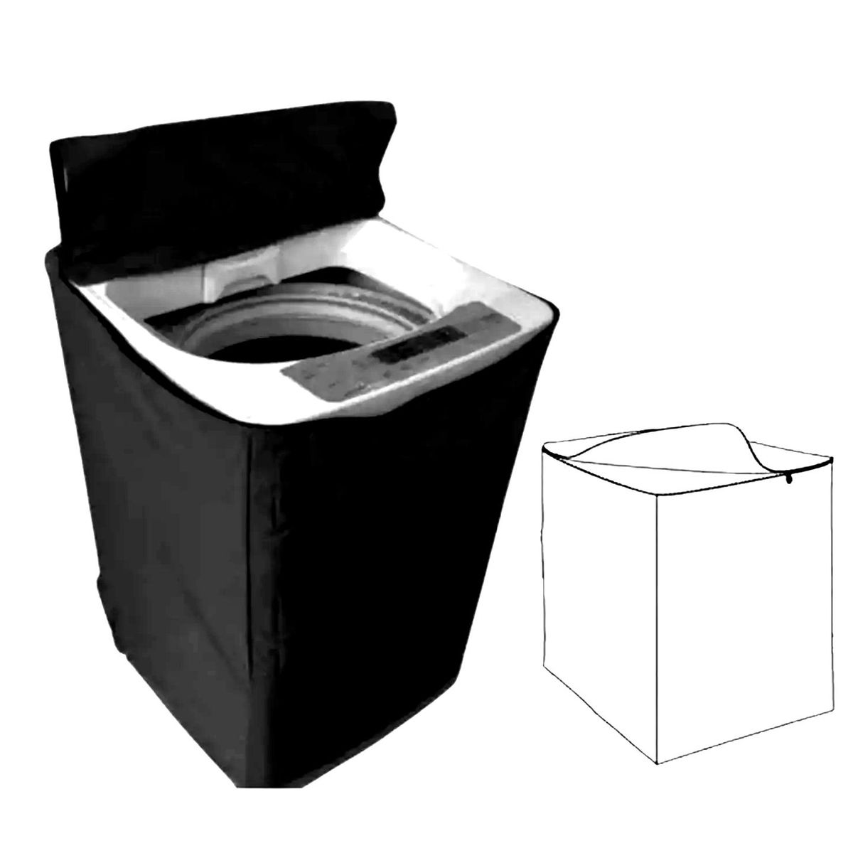 NACIONAL - Funda Impermeable Gruesa de Lavadora 10.5 - 15Kg Negro