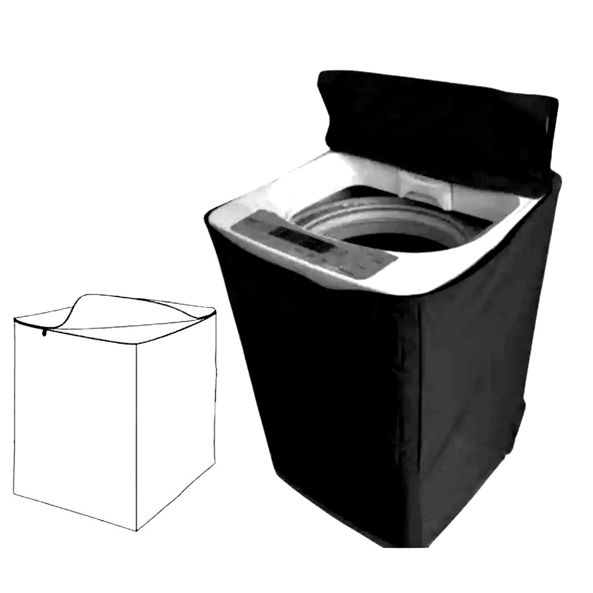 NACIONAL - Funda Impermeable Gruesa de Lavadora 10.5 - 15Kg Negro