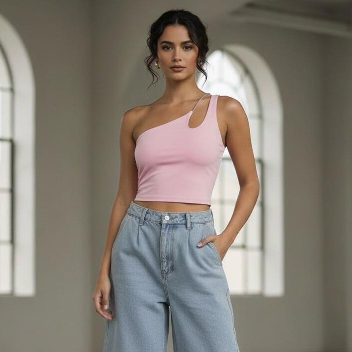 GENERICO - Crop Top suplex con brillantes