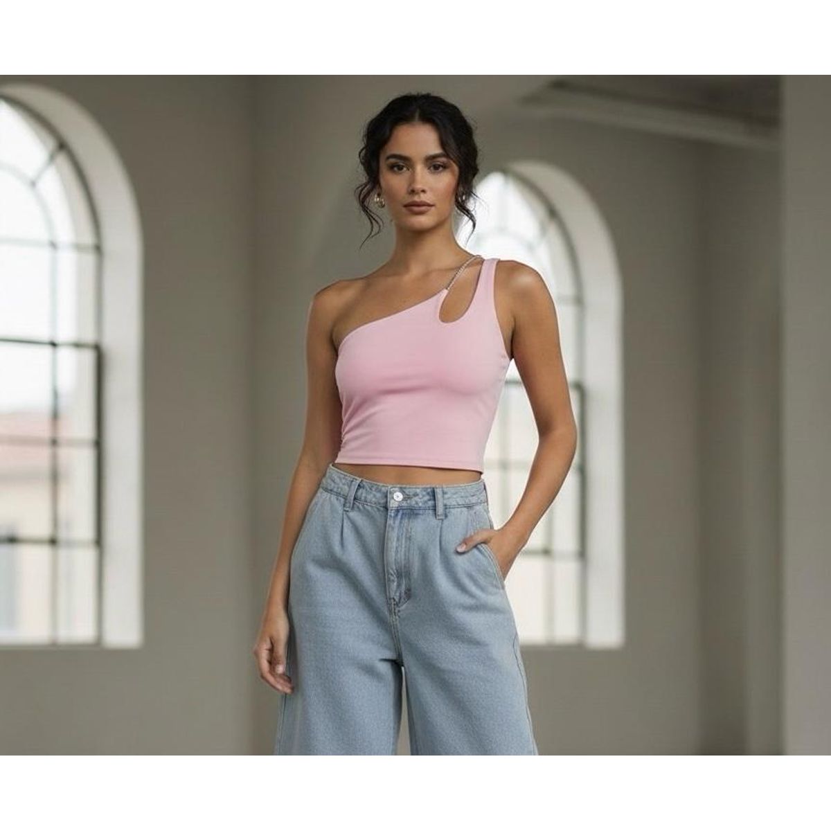 GENERICO - Crop Top suplex con brillantes