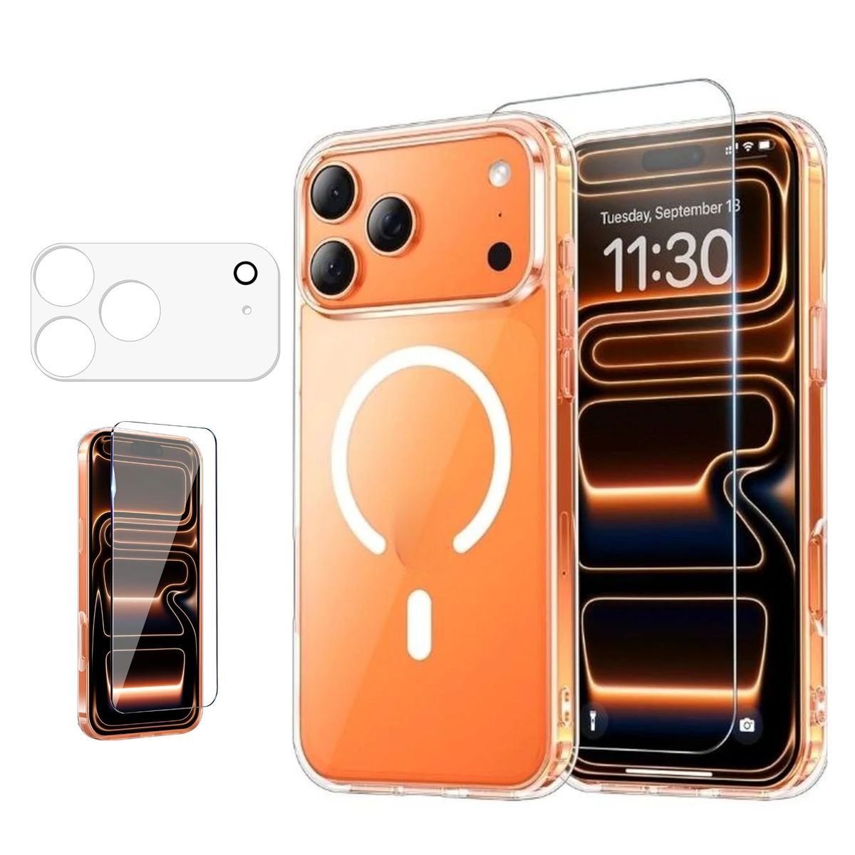 GENERICO - Funda Transparente Magsafe + Protector de Pantalla y Cámara para iPhone 17 Pro