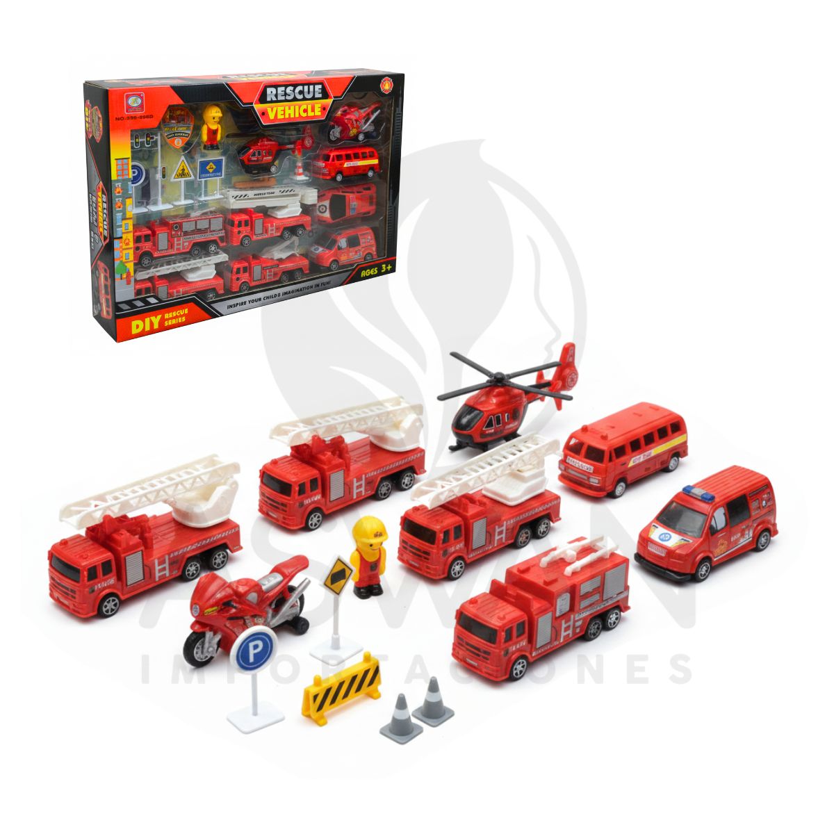 GENERICO - Juguete Set de Carritos DE Bomberos al Rescate