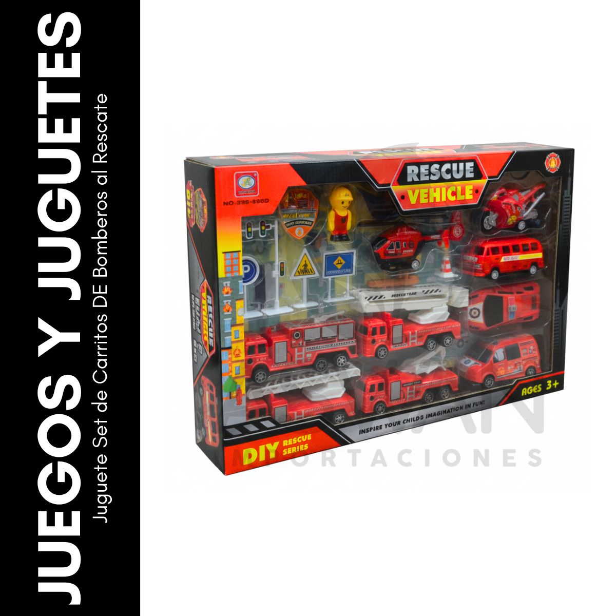 GENERICO - Juguete Set de Carritos DE Bomberos al Rescate