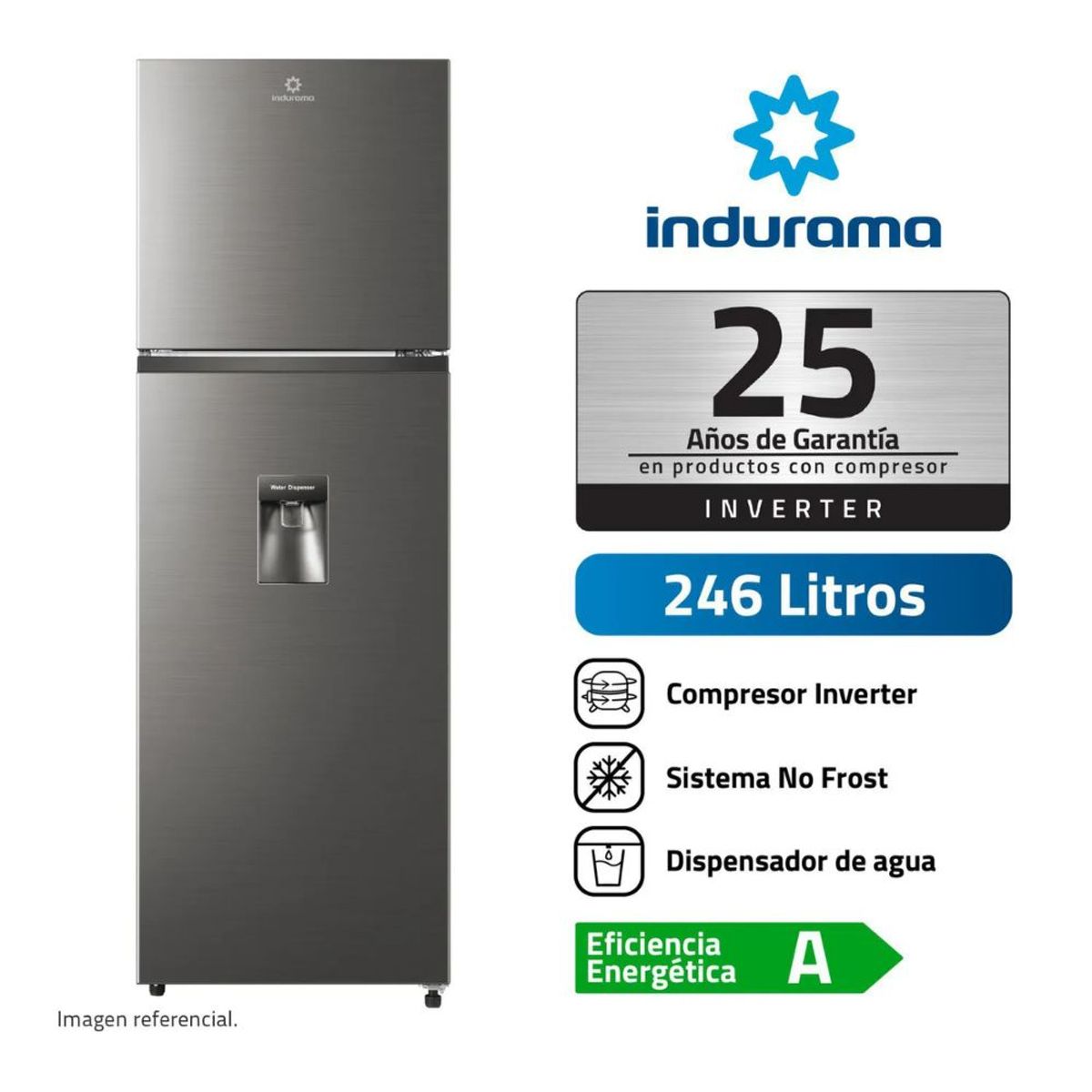 Refrigeradora INDURAMA 246L No Frost RI-389DI Croma, marca INDURAMA - Foto Principal