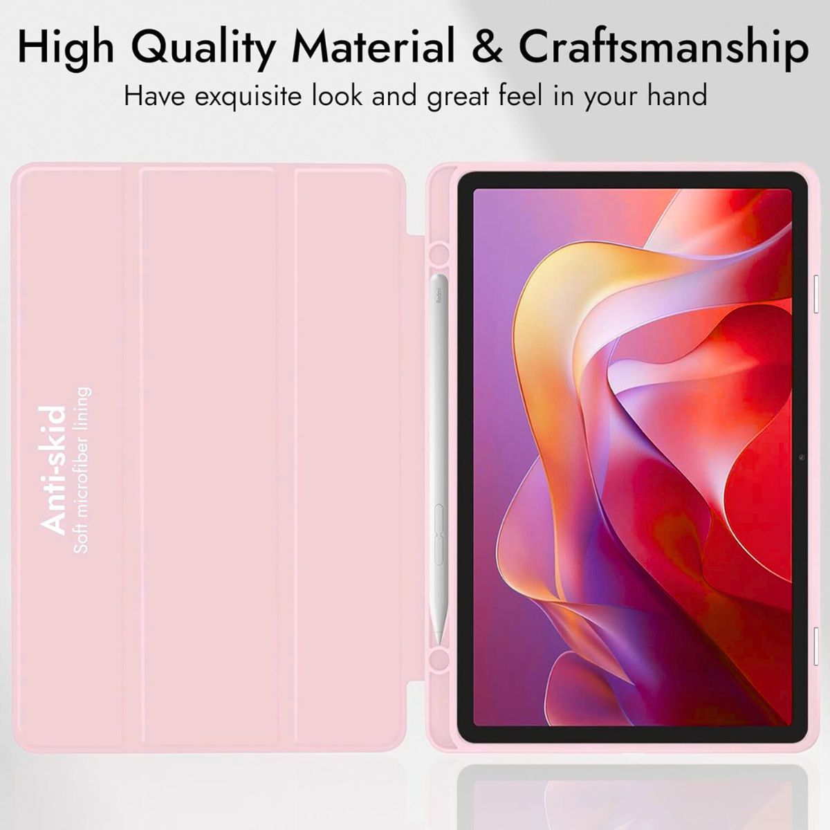 GENERICO - Funda Smart Case Portapencil Para Redmi Pad 2 11" - ROSADO