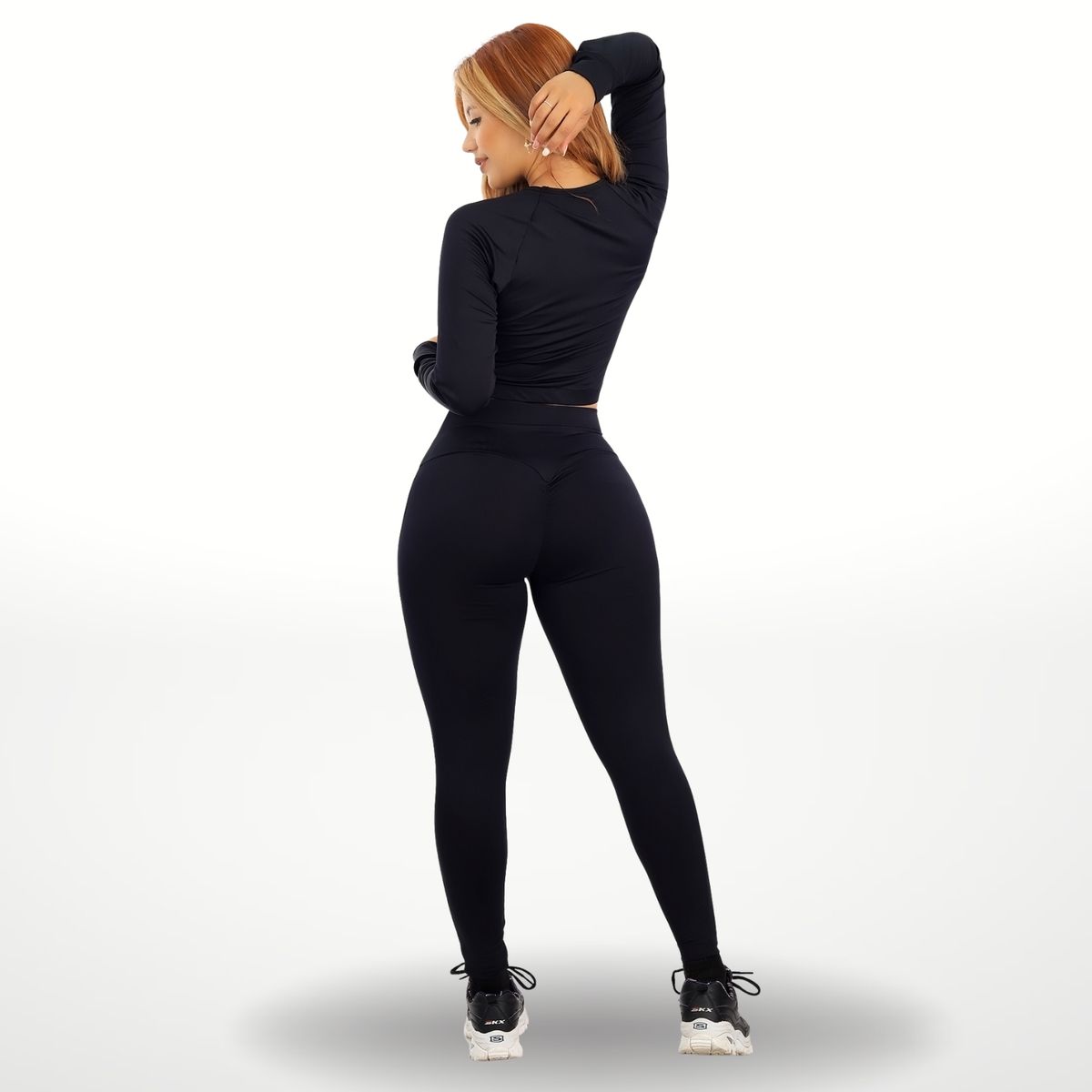 WAKE IT - Conjunto deportivo (Legging +  Top manga larga) color negro