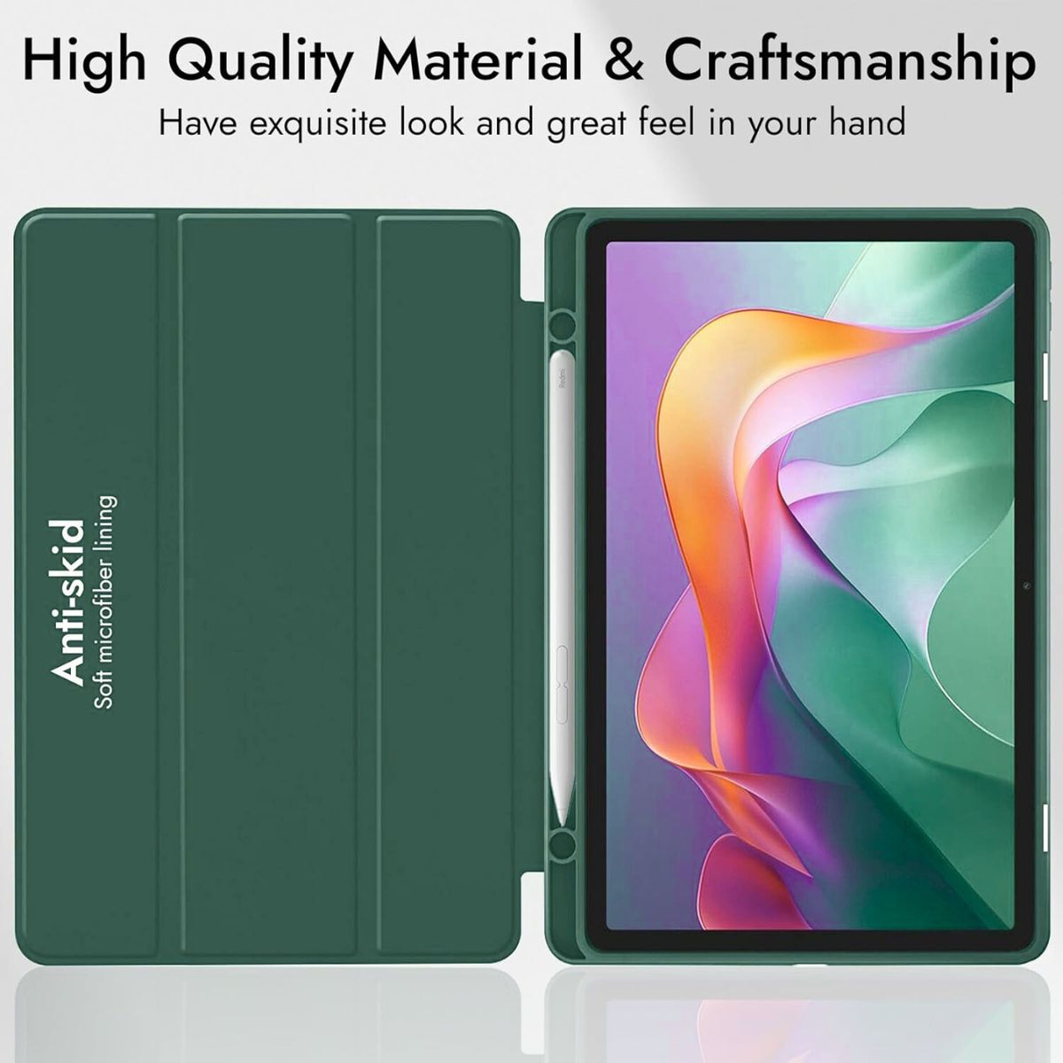 GENERICO - Funda Smart Case Portapencil Para Redmi Pad 2 11" - VERDE MILITAR