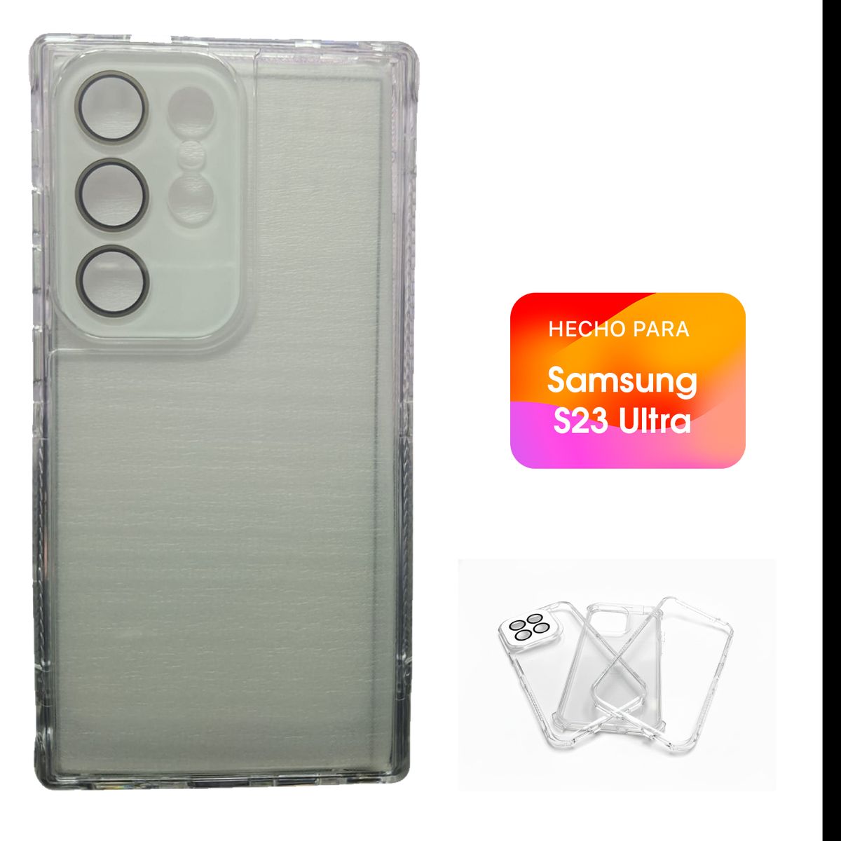 ASIA IMPORT - Case 360° Antishock - 3 Cuerpos - Transparente Para el Samsung S23 Ultra