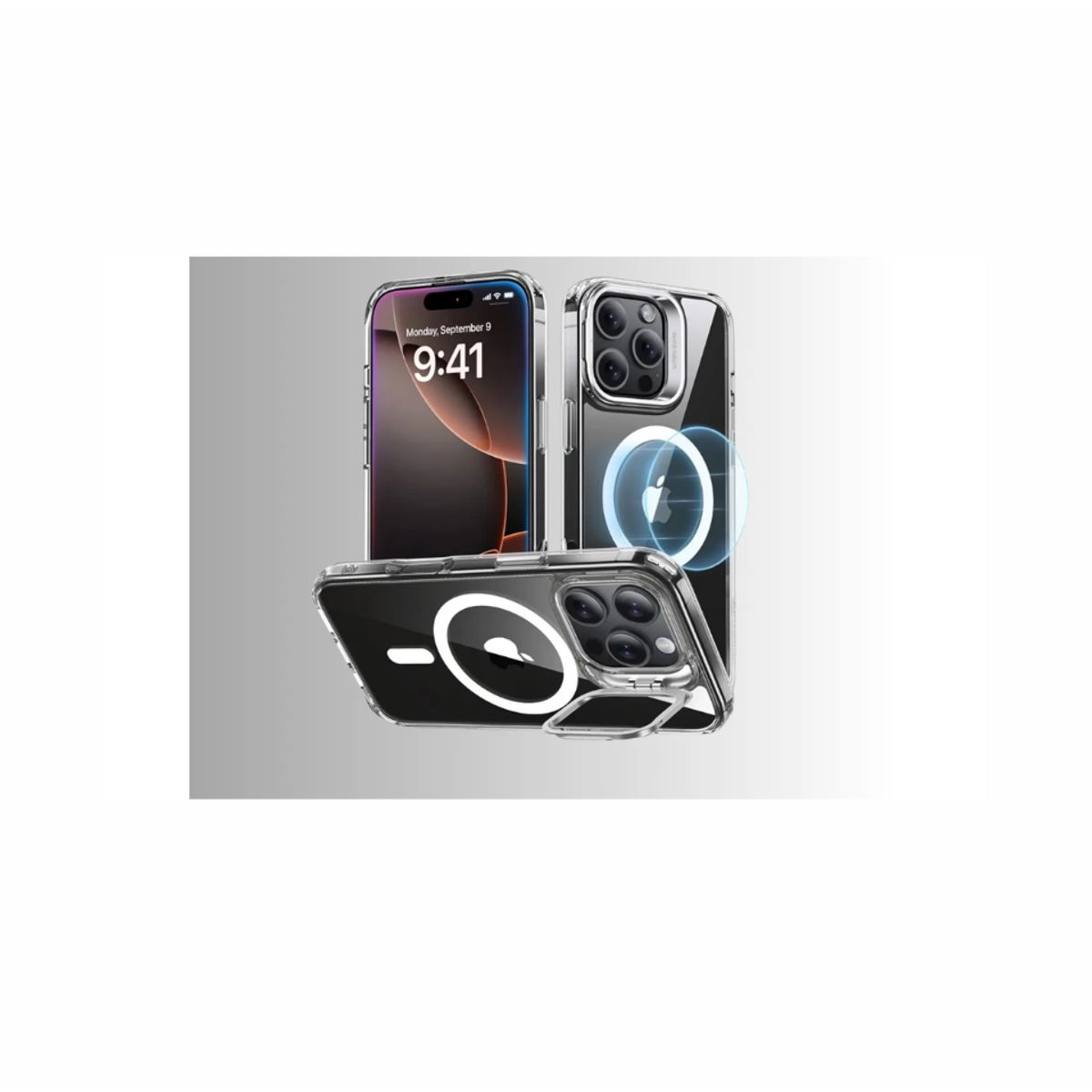 SPACE - MAGSAFE CON PARANTE DE CAMARA PARA IPHONE 16 pro max - TRANSPARENTE