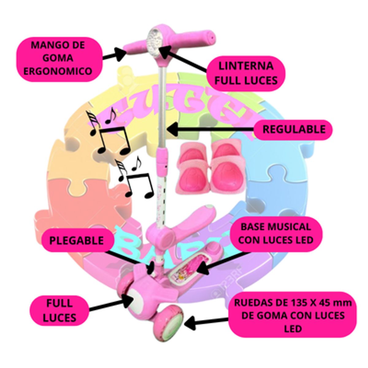 OKA - SCOOTER AVIONCITO CON LUCES LED OKA - ROSADO