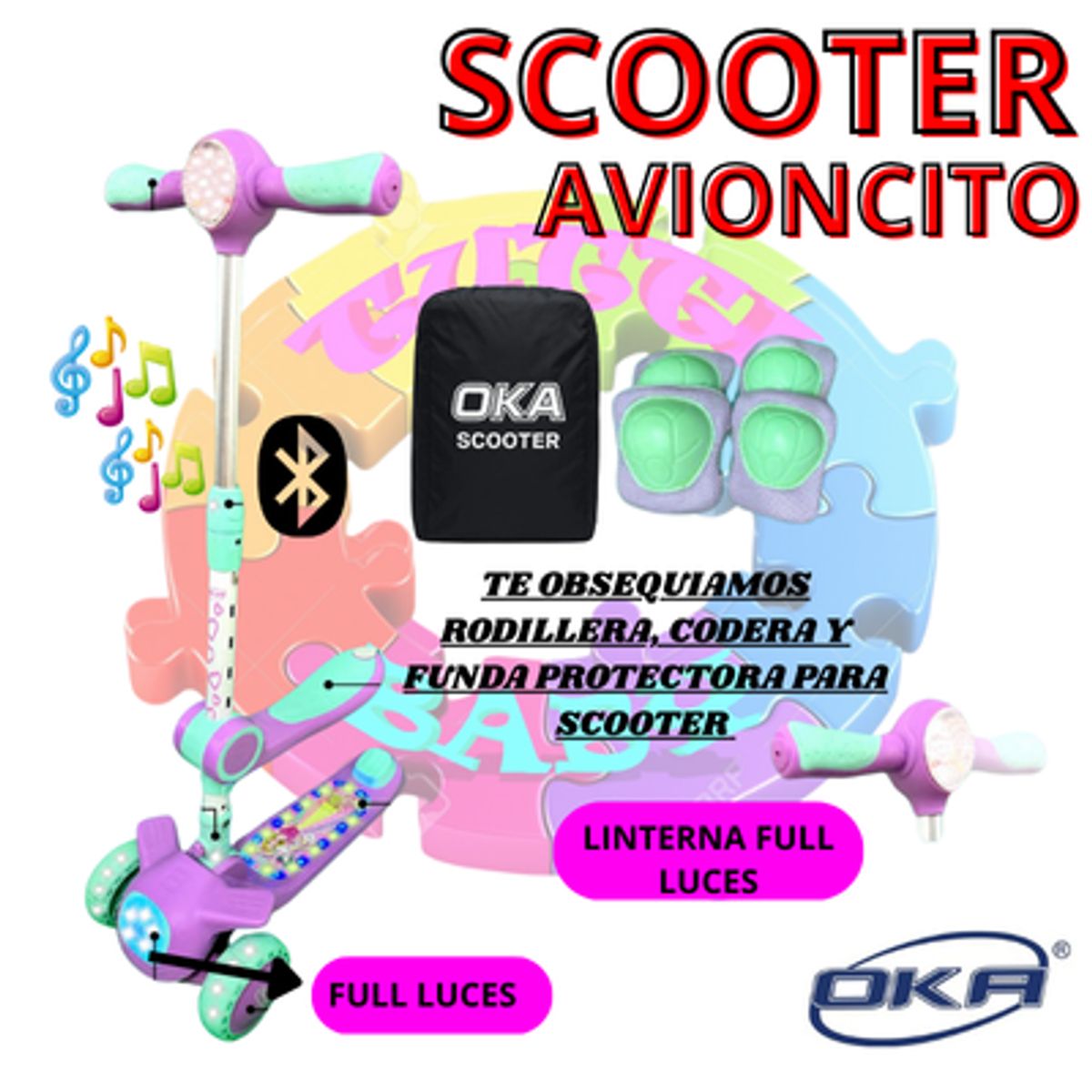 OKA - SCOOTER AVIONCITO CON LUCES LED OKA - LILA