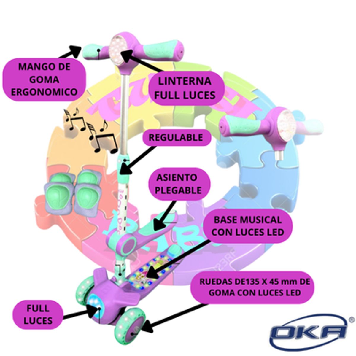 OKA - SCOOTER AVIONCITO CON LUCES LED OKA - LILA