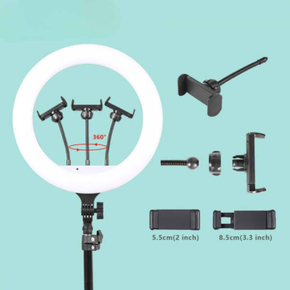 GENERICO - Aro Luz Led 36 Cm Con Trípode Ajustable Fotografía QX-360