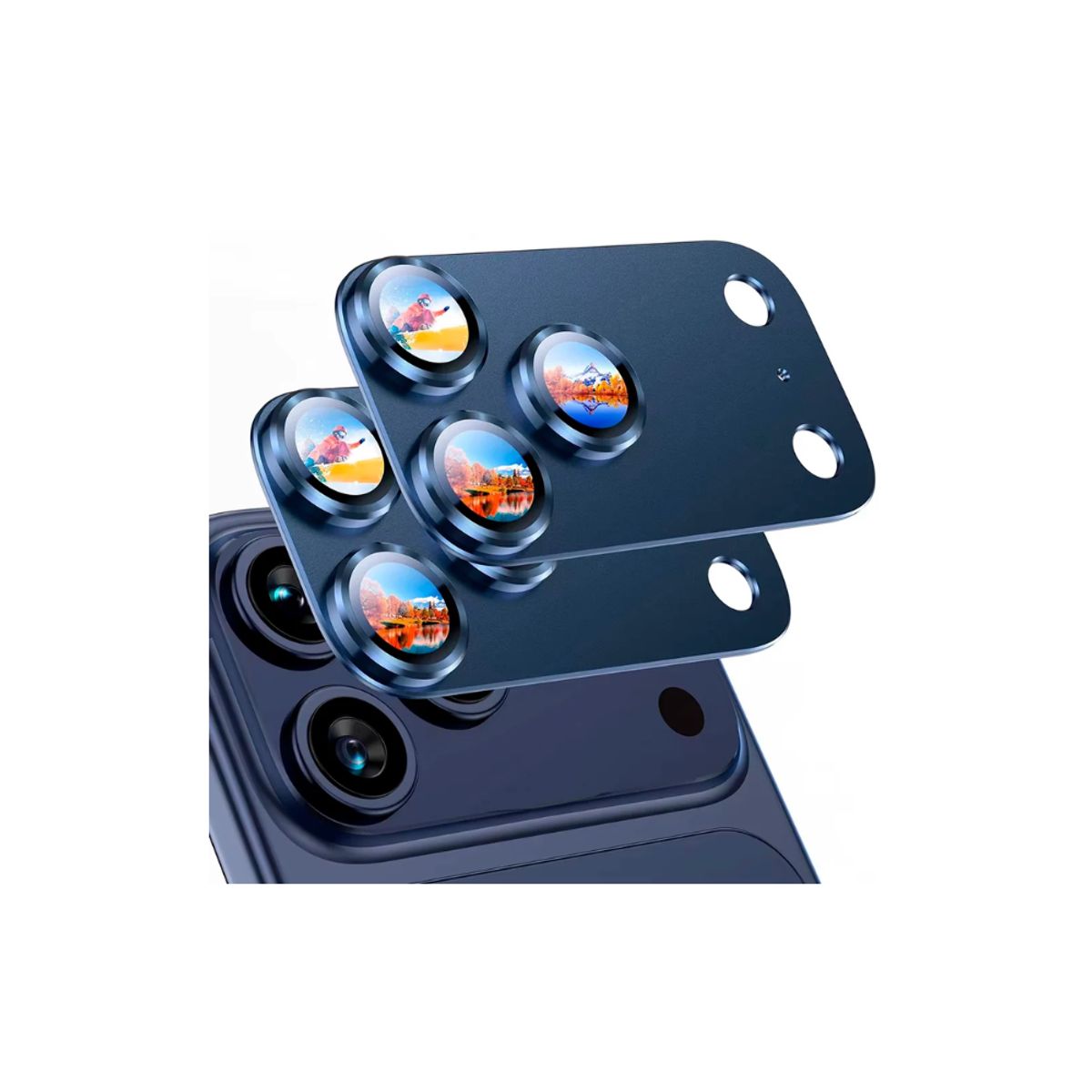 GENERICO - Protector de Cámara para IPH 17 pro AR + AF AZUL Metal completo