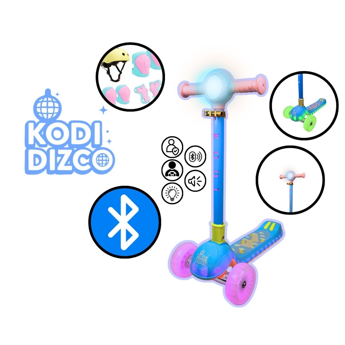 GENERICO - SCOOTER PARA NIÑAS INFANTIL KODI DIZCO ROSADO - CELESTE