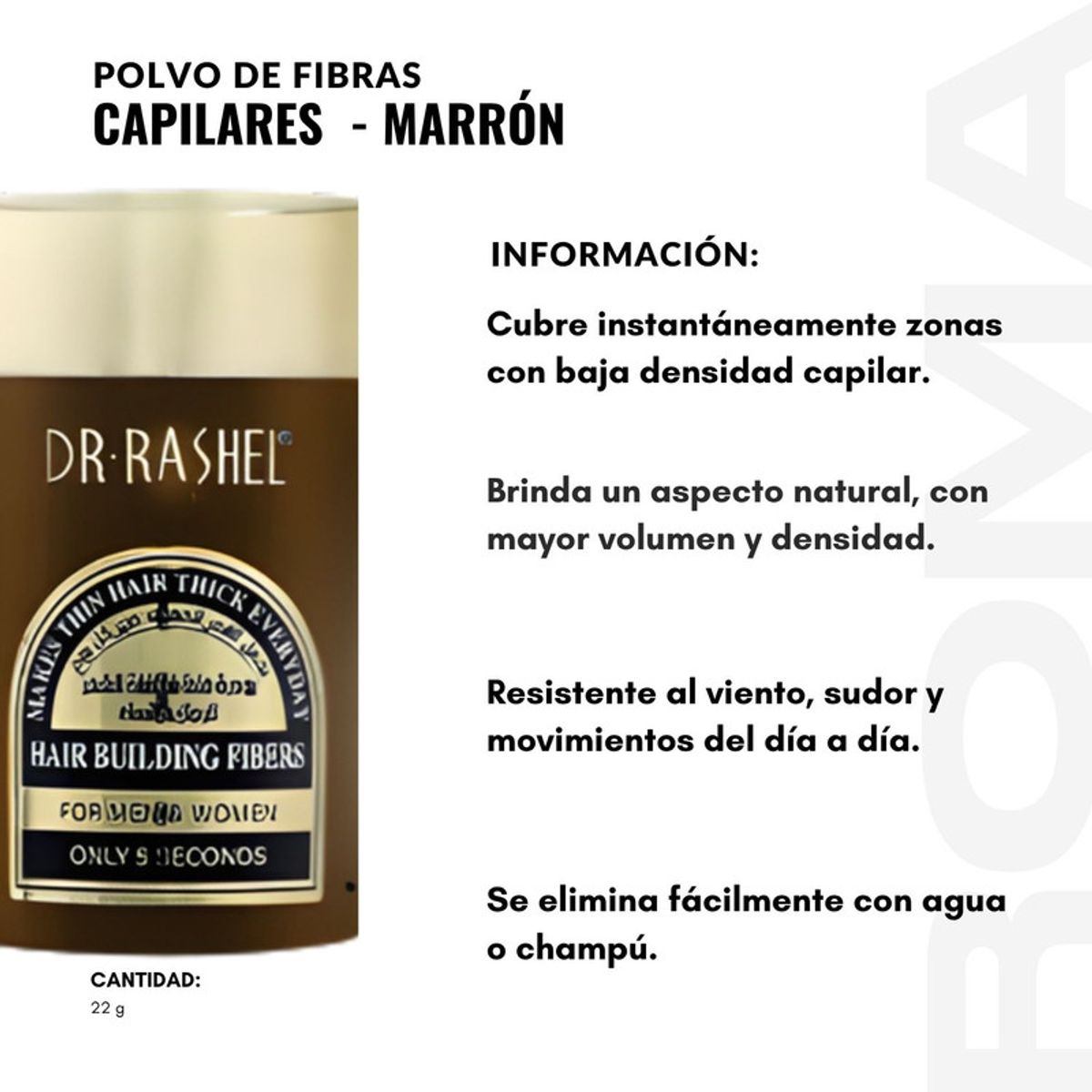 GENERICO - POLVO DE FIBRAS CAPILARES MARRÓN 22G DR RASHEL
