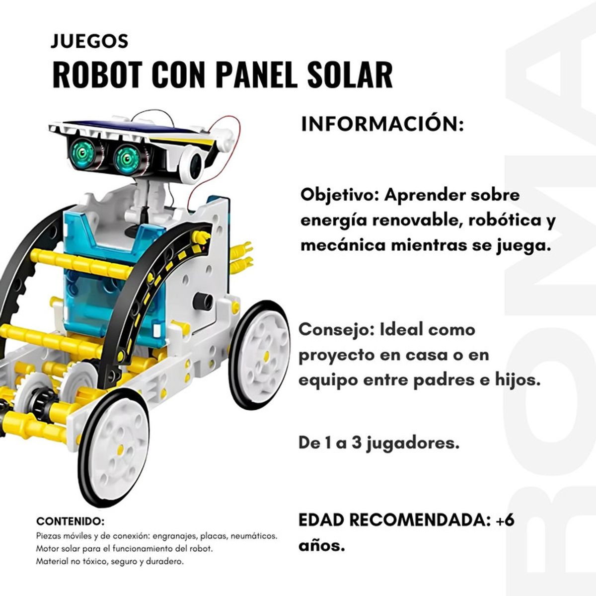 GENERICO - ROBOT CON PANEL SOLAR JUEGO EDUCATIVO