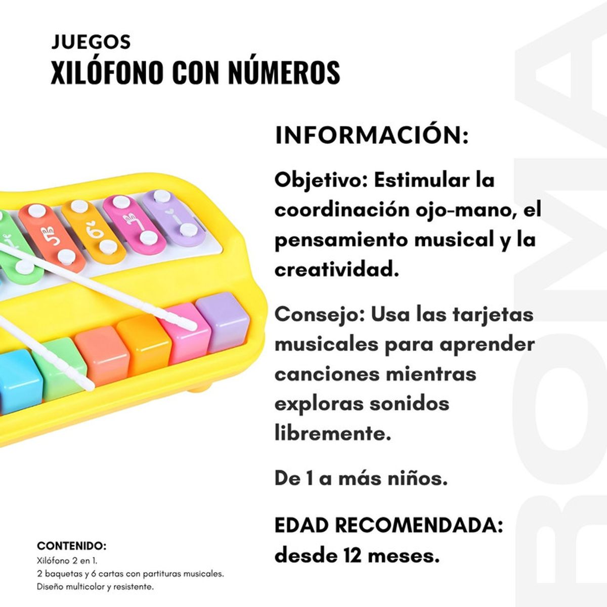 GENERICO - XILÓFONO CON NÚMEROS BAOLI - JUEGO DIDÁTICO