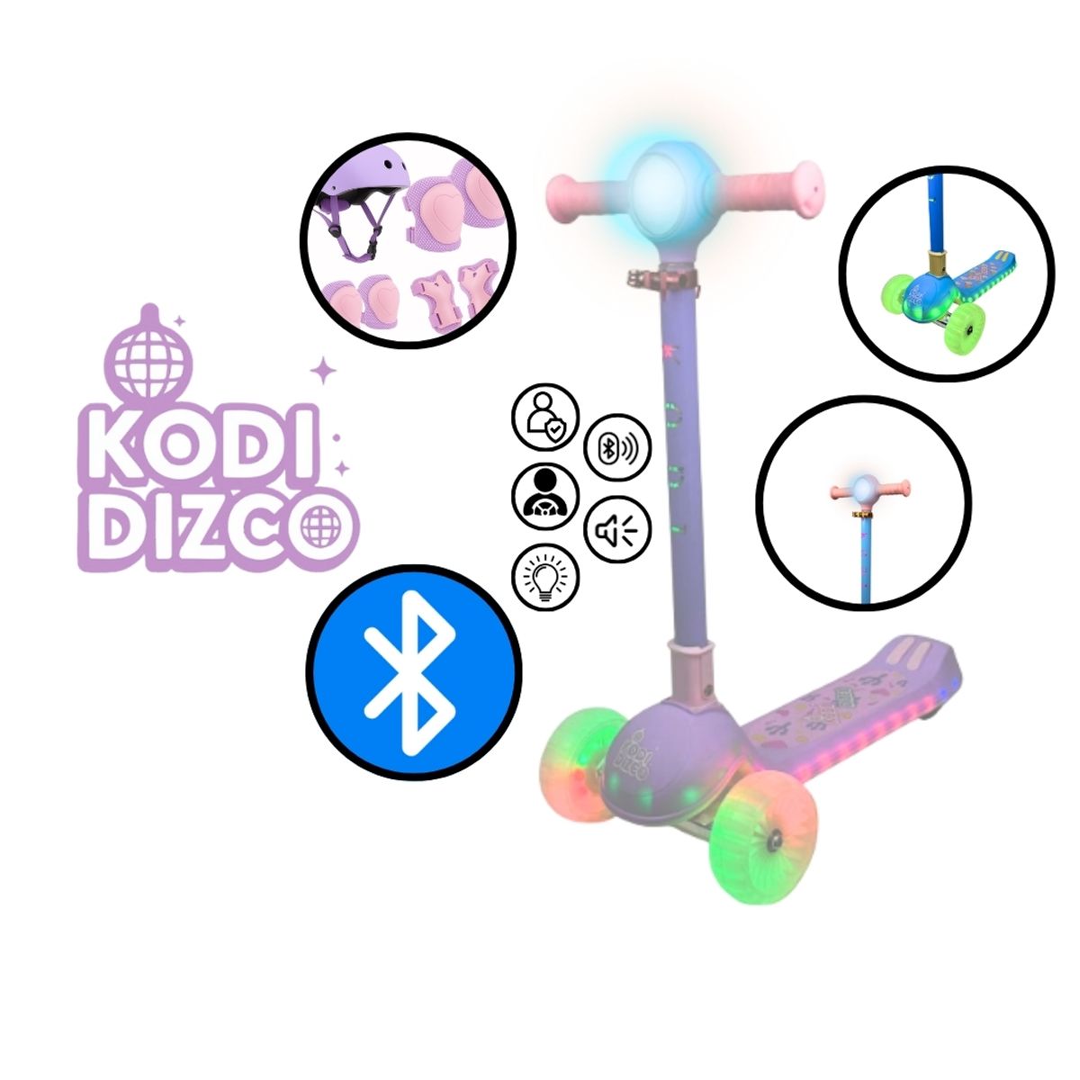 GENERICO - SCOOTER PARA NIÑAS INFANTIL KODI DIZCO LILA