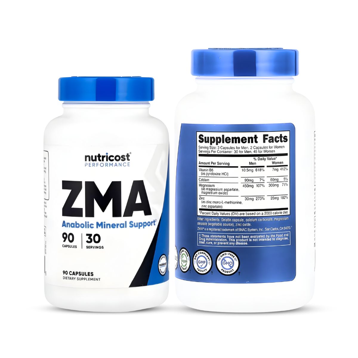 NUTRICOST - ZMA Nutricost 90 capsulas - Zinc / Magnesio / Vitamina B6 / Zinc Monometionina Aspartato