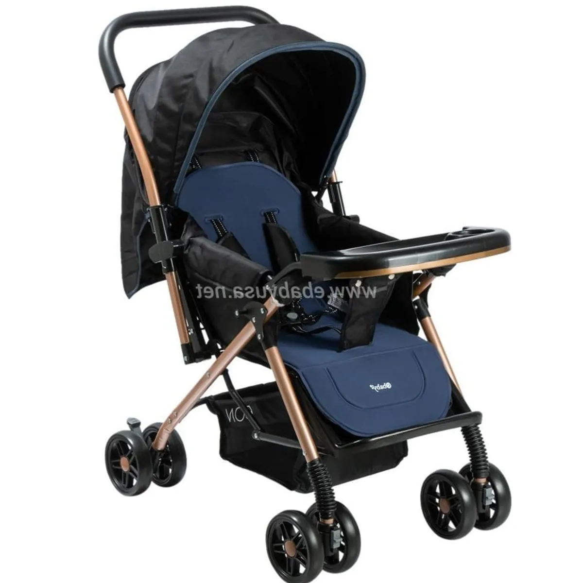 EBABY - Coche para Bebe Reclinable Mango Reversible Blue