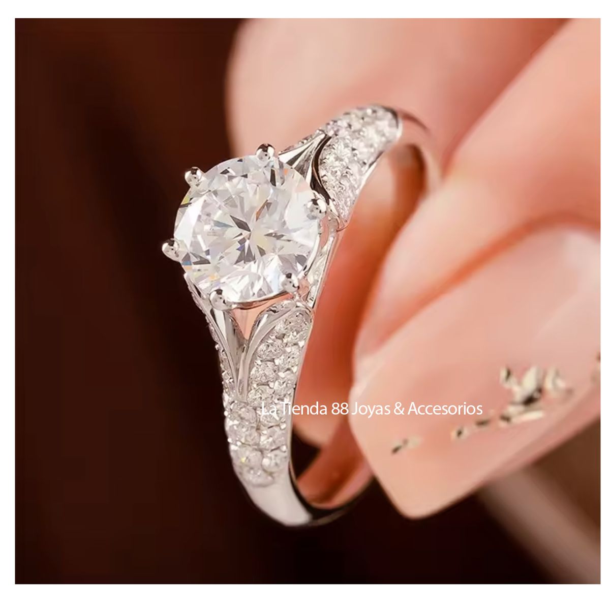 LA TIENDA 88 JOYAS Y ACCESORIOS - La Tienda 88 - Anillo De Compromiso Mujer Princesa Bañado Oro 18k - Blanco